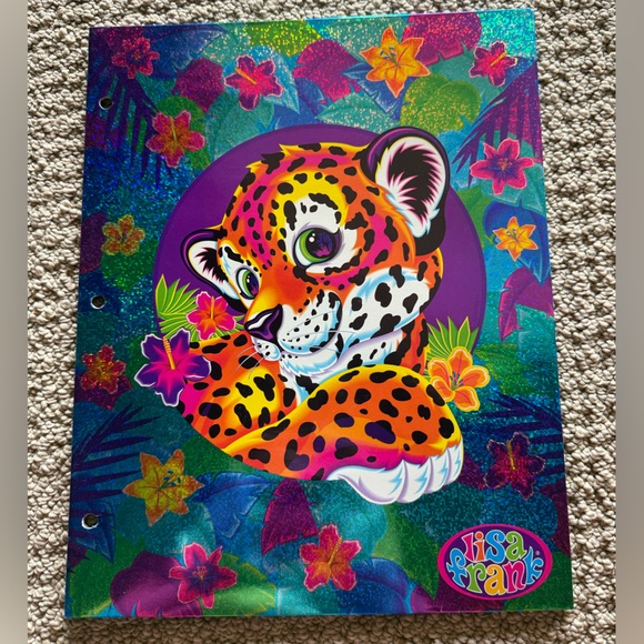 Rare Vintage Lisa Frank Hunter The Leopard Glitter Pocket Folder - Picture 1 of 7